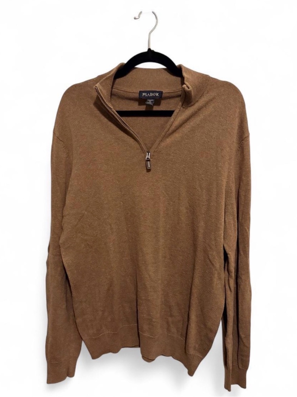 Jos. A. Bank Men's M Tailored Fit Tan Brown Quarter-Zip Sweater Pima Cotton